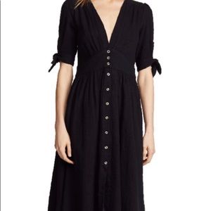 Free People black midi vneck dress
